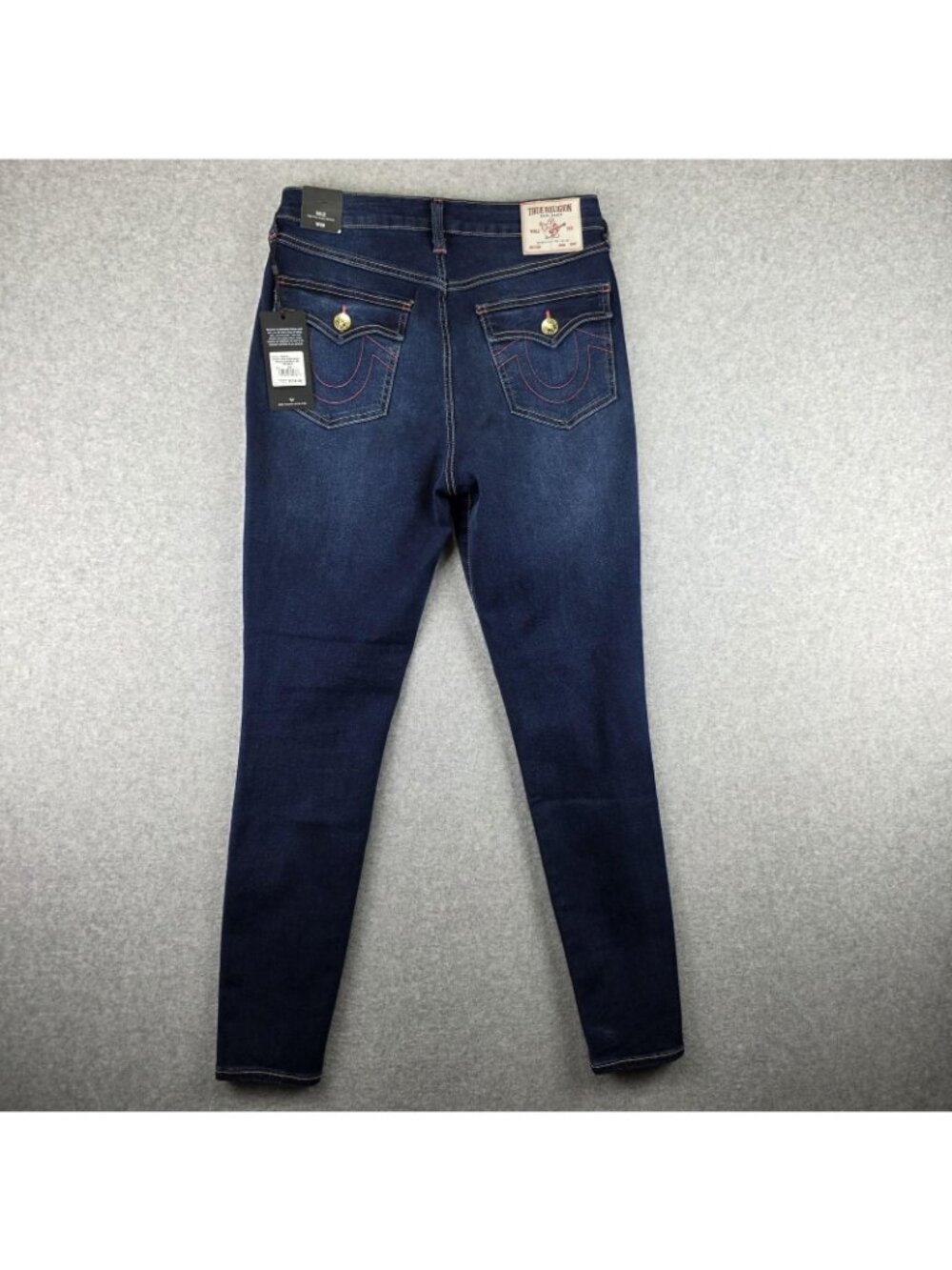True Religion Halle Jeans Womens 29 Dark Wash High Rise Skinny Flap NWT - Picture 2 of 12